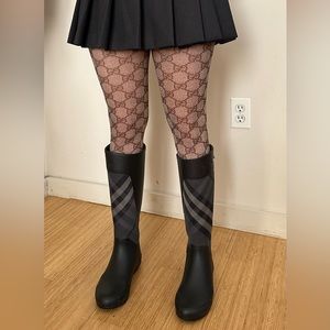 Burberry authentic black and grey plaid Clemence rain boots UK